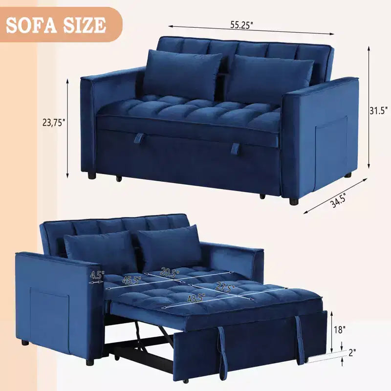 Canapé-lit convertible Bestier 55'', canapé moderne en tissu chenille avec lit gigogne et ports USB pour salon, camping-car, caravane, sous-sol