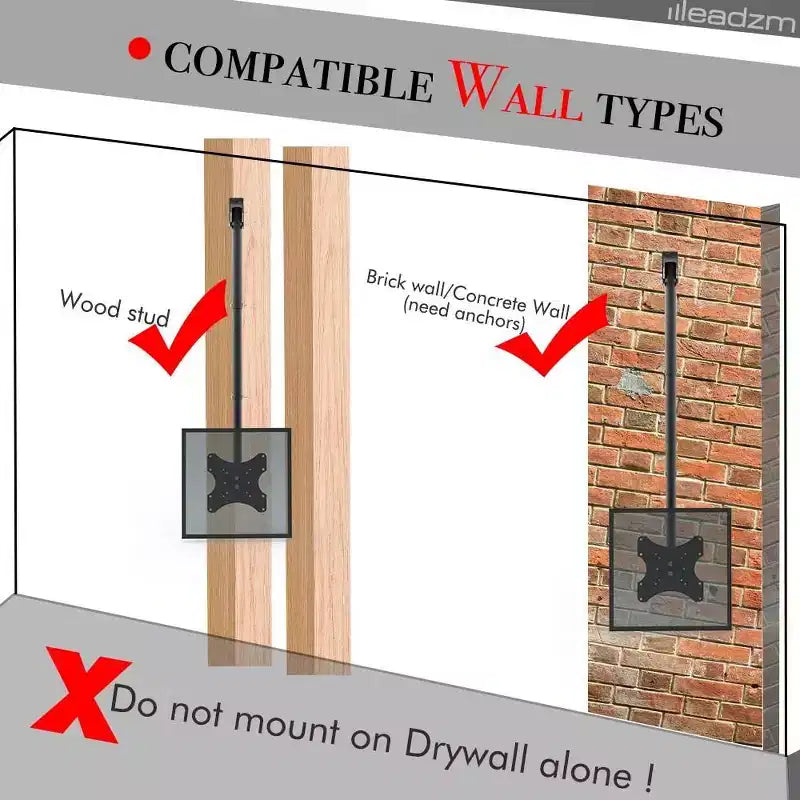 Support de fixation murale pour téléviseur Karl Home de 32 à 55 po, rotatif à 360 degrés, pour montage au plafond