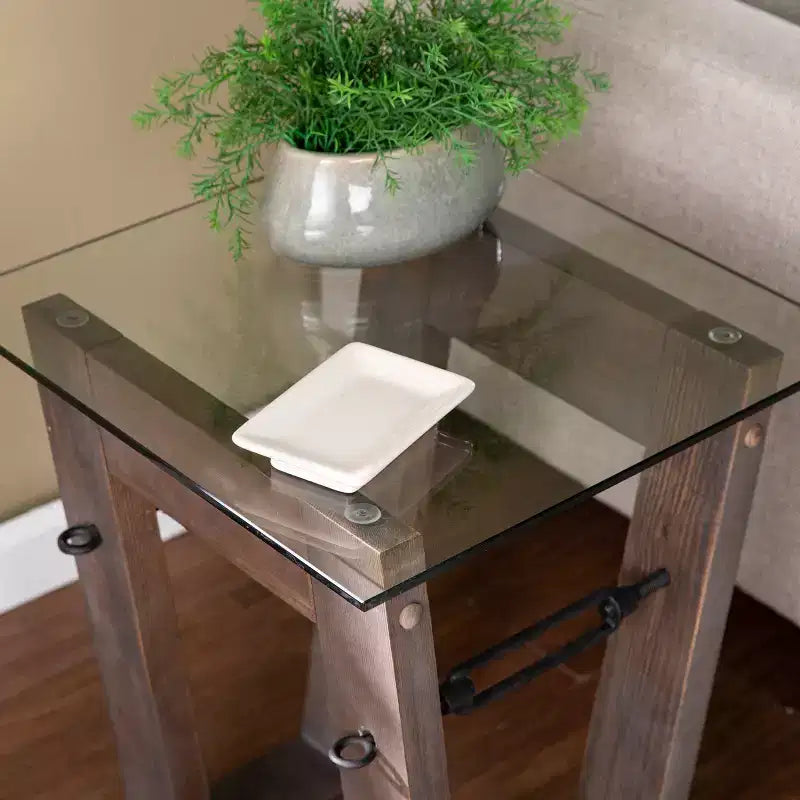 Table d'appoint Garrinston en bois recyclé - Marron - SEI
