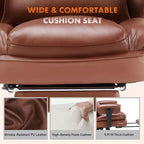 Fauteuil de bureau de direction Bestier, fauteuil de bureau en cuir PU grand et haut avec repose-pieds et soutien lombaire, hauteur inclinable réglable