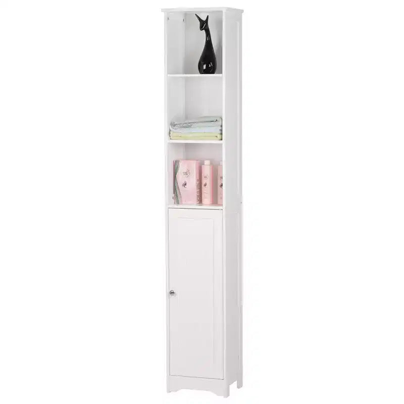 Karl Home Armoire de Salle de Bain Blanche à Une Porte et Trois Niveaux