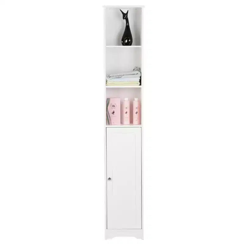 Karl Home Armoire de Salle de Bain Blanche à Une Porte et Trois Niveaux