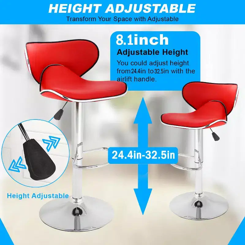 Lot de 2 tabourets de bar BestMassage avec dossier et repose-pieds, tabourets de cuisine modernes pour îlot central