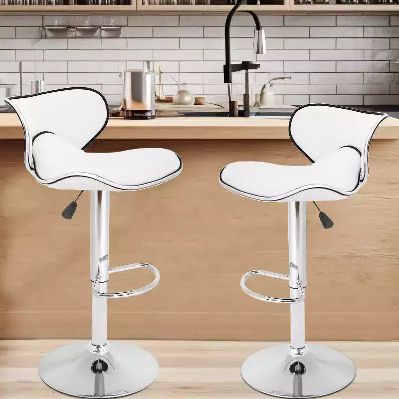 Lot de 2 tabourets de bar BestMassage avec dossier et repose-pieds, tabourets de cuisine modernes pour îlot central
