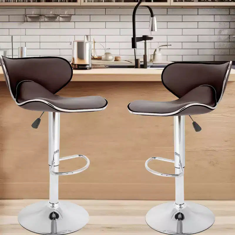 Lot de 2 tabourets de bar BestMassage avec dossier et repose-pieds, tabourets de cuisine modernes pour îlot central