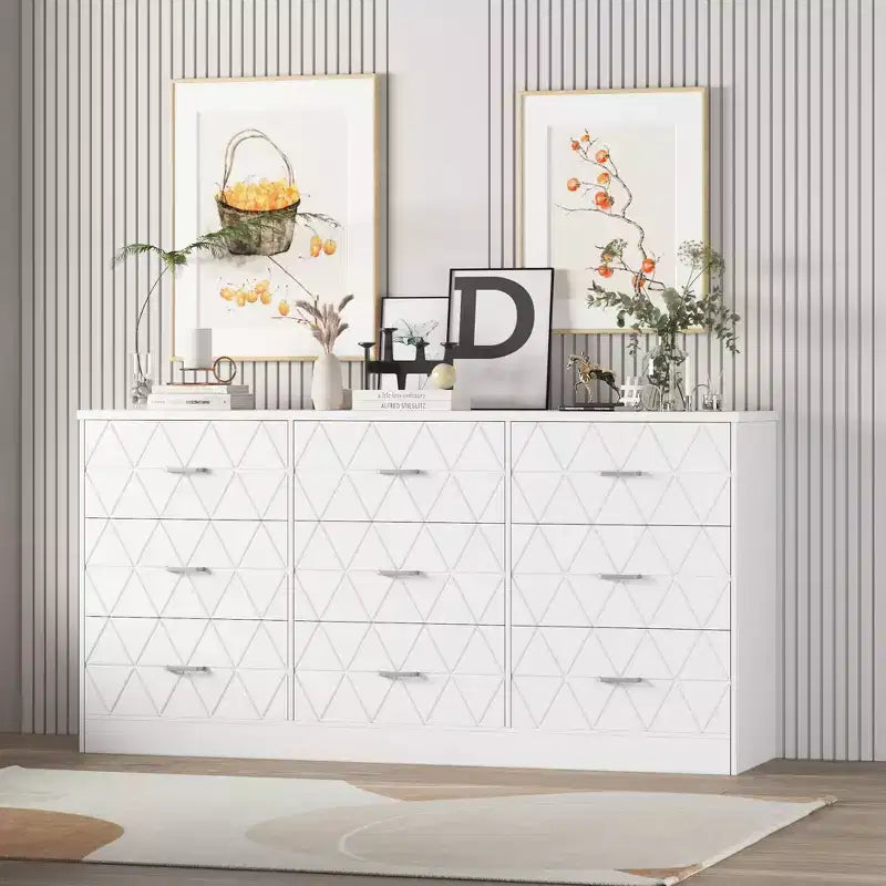 Commode à 9 tiroirs pour chambre à coucher, commode moderne avec prise électrique, grands tiroirs, pour salon, couloir