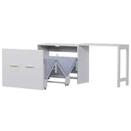 Lit escamotable format jumeau avec coussin pliable, lit coffre escamotable peu encombrant avec bureau à position réglable, Blanc/Gris - ModernLuxe