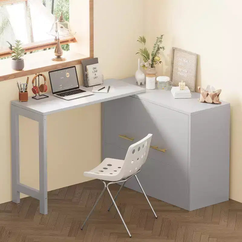 Lit escamotable format jumeau avec coussin pliable, lit coffre escamotable peu encombrant avec bureau à position réglable, Blanc/Gris - ModernLuxe