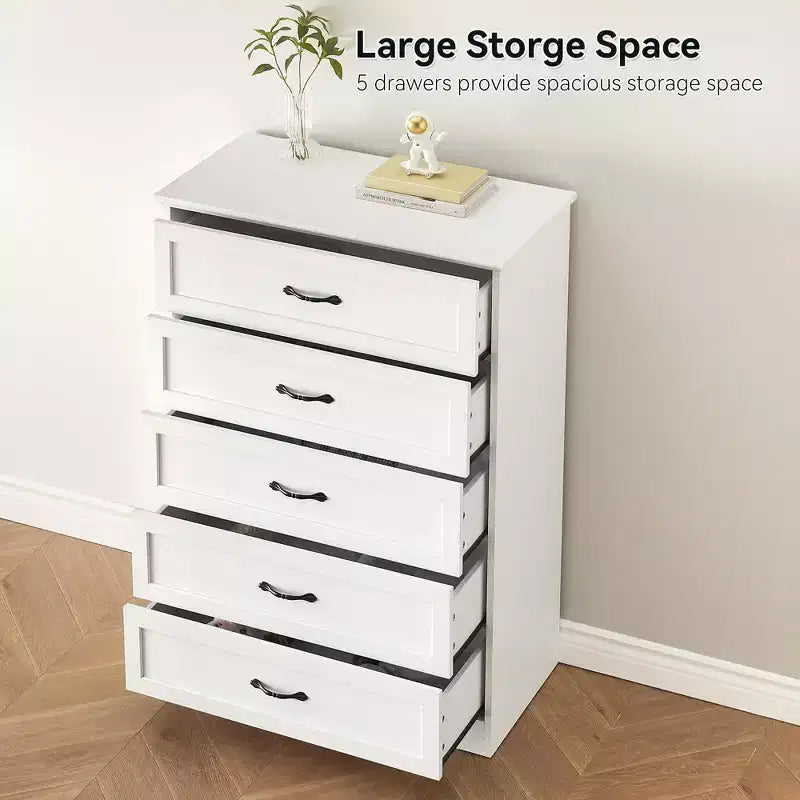 Commode à 5 ou 6 tiroirs, commode de style rustique avec poignées en métal, organiseur de rangement moderne avec dispositif anti-basculement, commode haute en bois