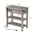 Table d'appoint Acekool avec plateau relevable, tiroir de rangement, ports USB et prises, table d'appoint avec étagères et sac de rangement pour petits espaces