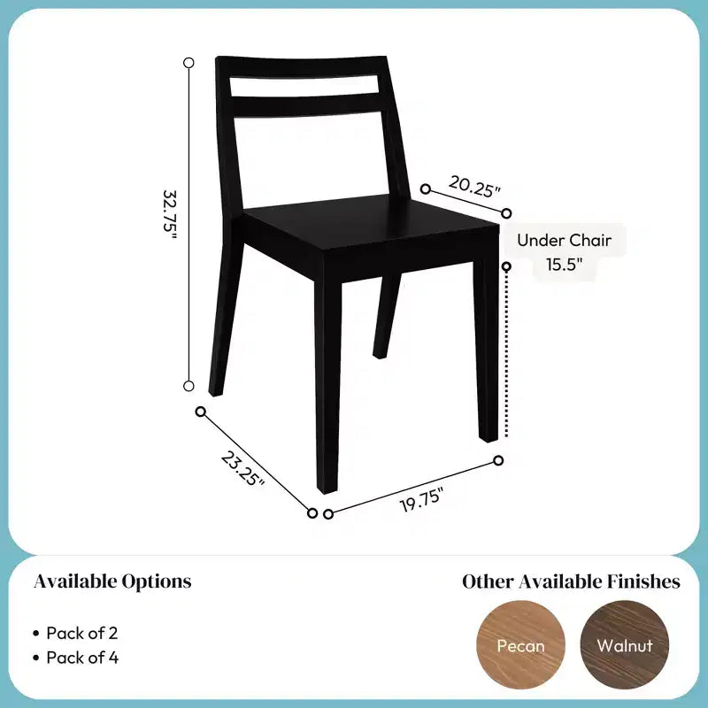 Now Furniture Chaises de salle à manger (lot de 2), chaises de cuisine modernes en bois massif