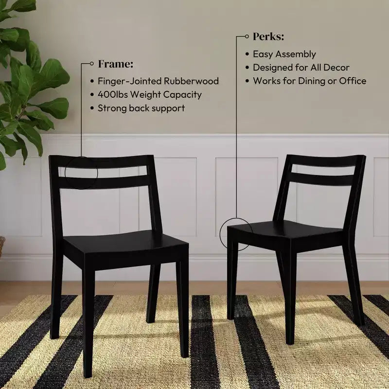 Now Furniture Chaises de salle à manger (lot de 2), chaises de cuisine modernes en bois massif