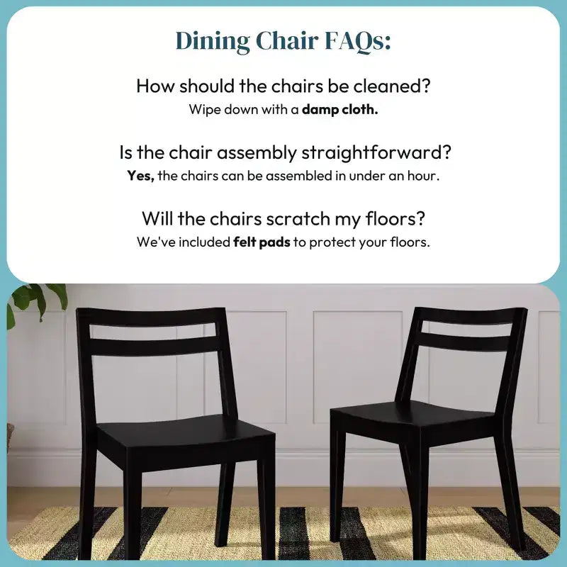 Now Furniture Chaises de salle à manger (lot de 2), chaises de cuisine modernes en bois massif
