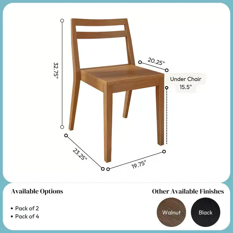 Now Furniture Chaises de salle à manger (lot de 2), chaises de cuisine modernes en bois massif