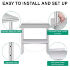 Table de travail professionnelle en acier inoxydable, robuste, avec étagère réglable, pour cuisine, restaurant, entreprise