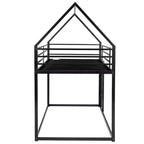 Lit superposé maison jumeau sur jumeau avec échelle/toboggan intégré, cadre en métal, pas besoin de sommier tapissier, blanc/noir - ModernLuxe