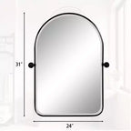 MAYEERTY Miroir mural à suspendre en fer forgé, arche arrondie, noir, 80x60x4cm