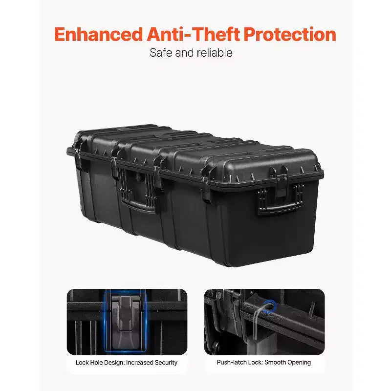Valise rigide étanche VEVOR, mallette de protection robuste avec mousse prédécoupée et poignées de traction rétractables pour le voyage, la chasse, l'armée, noire