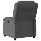 vidaXL Fauteuil inclinable de massage - Cuir véritable, Gris - Inclinable manuel avec massage vibrant à 6 points, Alimenté par USB