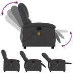 vidaXL Fauteuil inclinable de massage - Cuir véritable, Gris - Inclinable manuel avec massage vibrant à 6 points, Alimenté par USB
