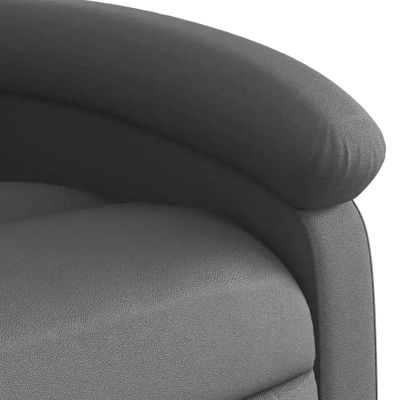 vidaXL Fauteuil inclinable de massage - Cuir véritable, Gris - Inclinable manuel avec massage vibrant à 6 points, Alimenté par USB