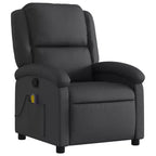 vidaXL Fauteuil de massage inclinable en cuir véritable noir - Inclinaison manuelle, fonction de vibration, poche latérale, cadre robuste