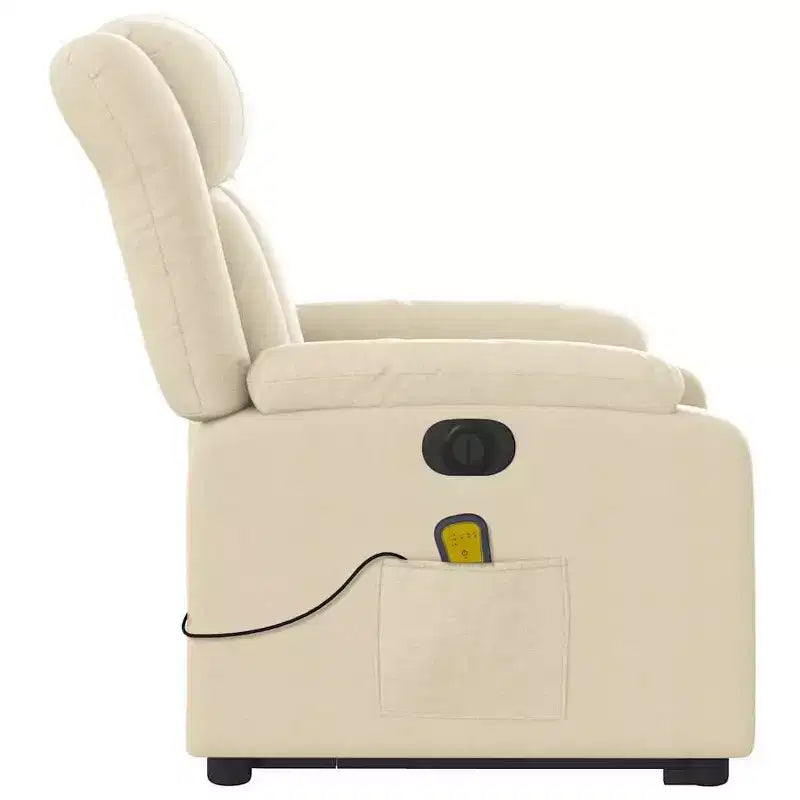 vidaXL Fauteuil inclinable de massage électrique Power Lift - Tissu crème, réglages motorisés, massage vibrant, robuste, conception confortable pour les personnes âgées