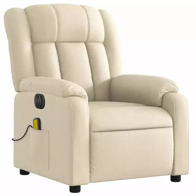 vidaXL Fauteuil inclinable de massage électrique Power Lift - Tissu crème, réglages motorisés, massage vibrant, robuste, conception confortable pour les personnes âgées