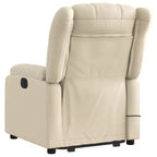 vidaXL Fauteuil inclinable de massage électrique Power Lift - Tissu crème, réglages motorisés, massage vibrant, robuste, conception confortable pour les personnes âgées