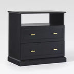 Modern Farmhouse Nightstand with Open Shelf for Bedroom Storage