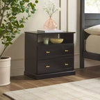 Table de chevet de style ferme moderne avec étagère ouverte pour la chambre à coucher