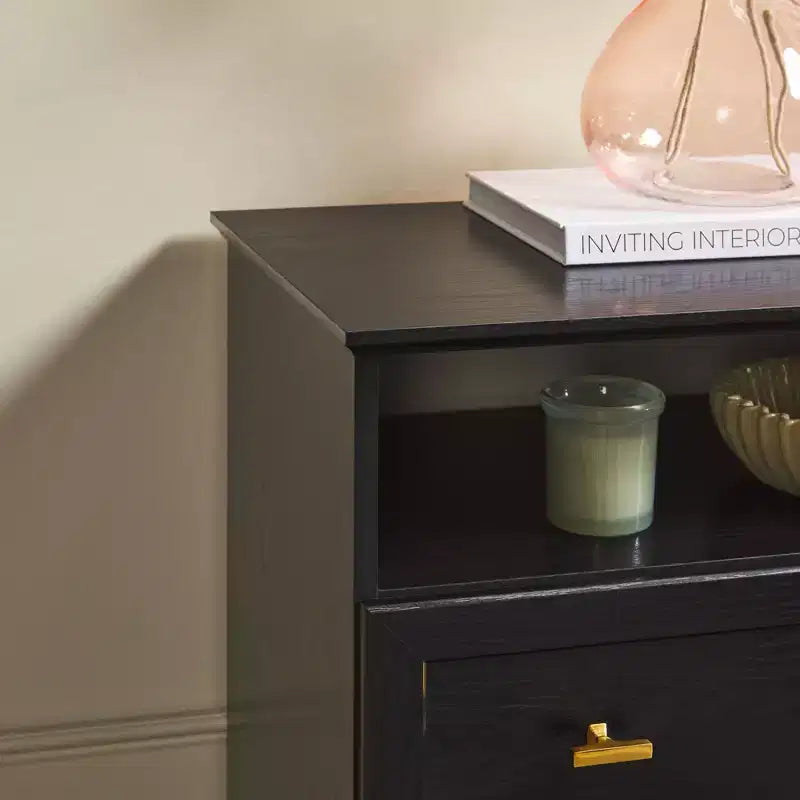 Table de chevet de style ferme moderne avec étagère ouverte pour la chambre à coucher