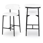Meridian Furniture,Lupita White Vegan Leather Counter Stool, Set of 2