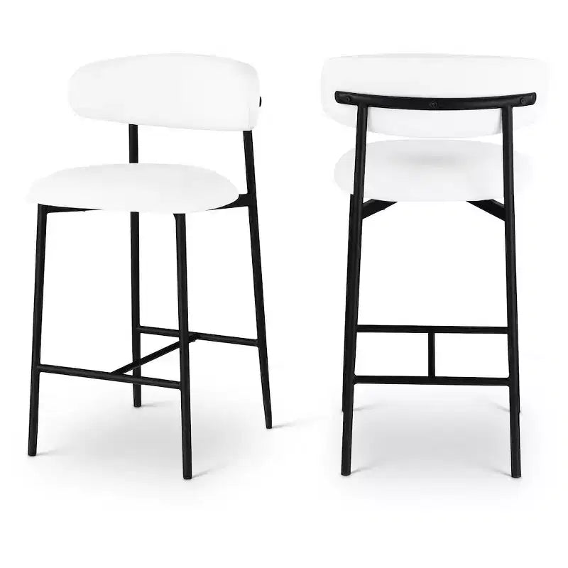 Meridian Furniture,Lupita White Vegan Leather Counter Stool, Set of 2
