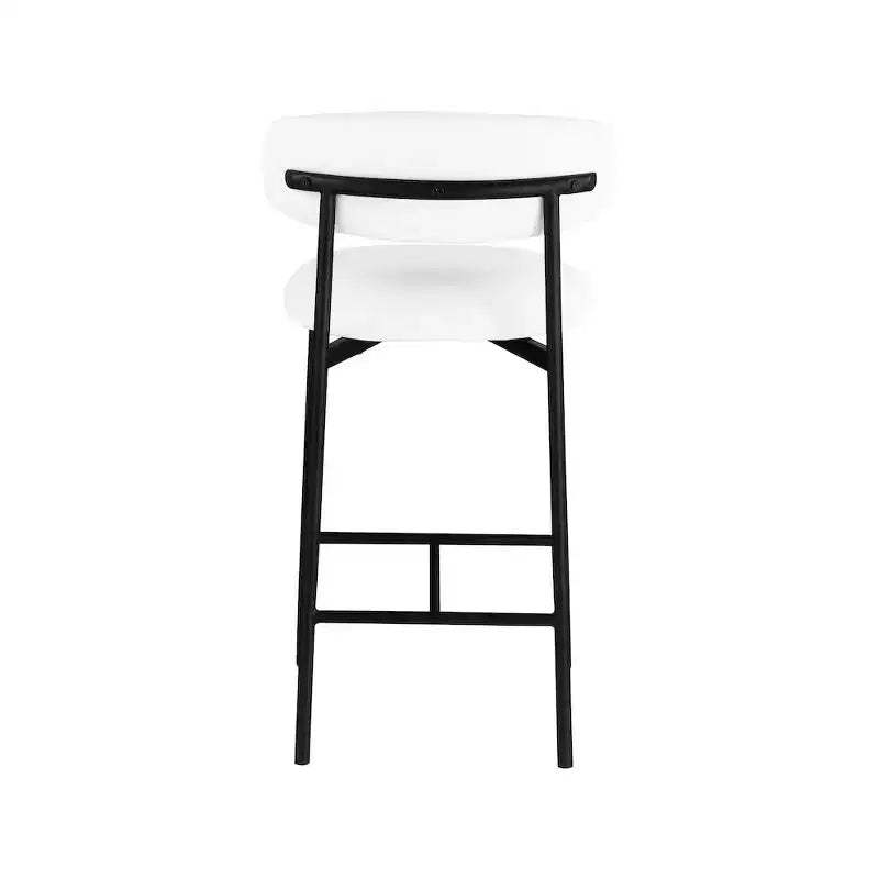 Meridian Furniture, Tabouret de comptoir Lupita en cuir vegan blanc, Lot de 2