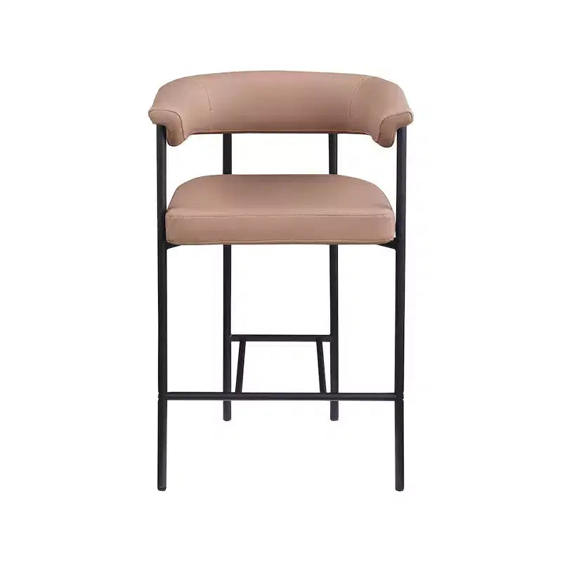 Meridian Furniture, Tabouret de comptoir Malin en similicuir vegan couleur tan, lot de 2