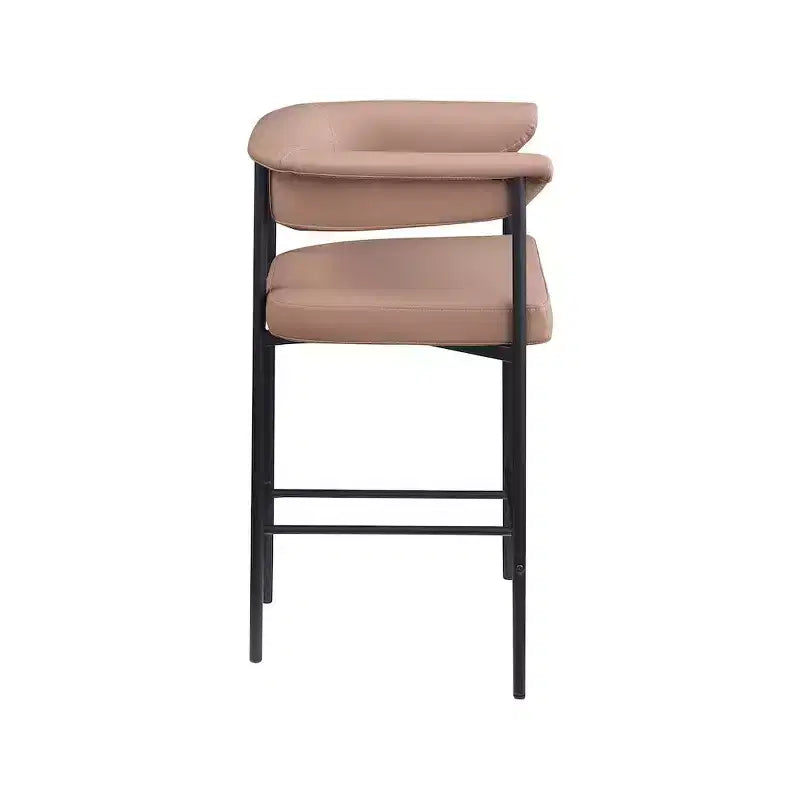 Meridian Furniture, Tabouret de comptoir Malin en similicuir vegan couleur tan, lot de 2