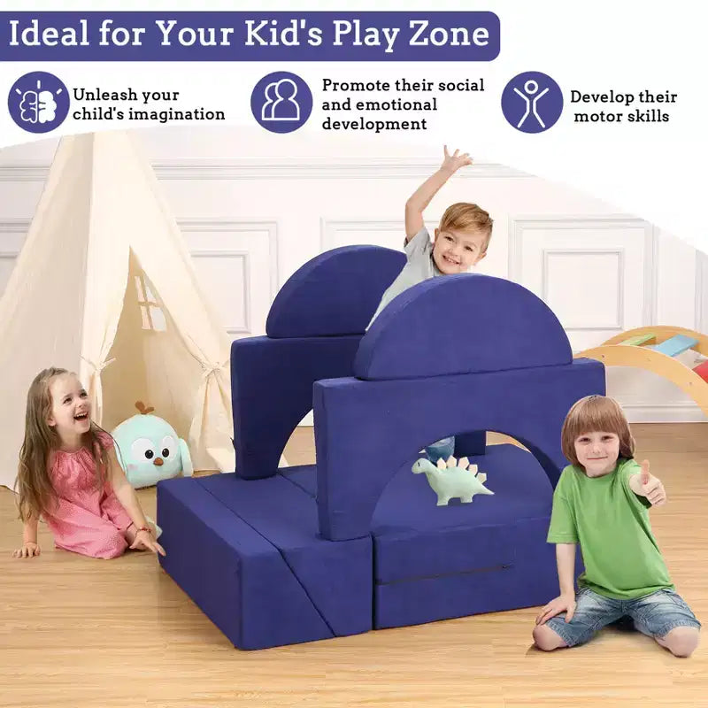 Canapé de jeu modulaire 7 pièces pour enfants, ensemble de canapés convertibles multifonctionnels pour tout-petits, pour salle de jeux, chambre d'enfant, jeu créatif