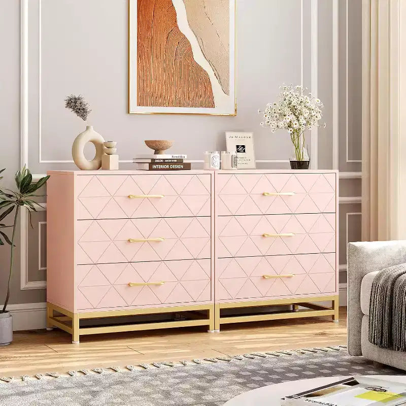 Commode à 3 tiroirs, meuble de rangement pour chambre à coucher, poignées et pieds en métal, pour chambre, salon, entrée, gain de place