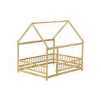 Lit double et lit au sol Whisen, structure en bois avec clôture pour des espaces de sommeil sûrs et imaginatifs pour les enfants