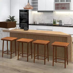 Costway Tabouret de Bar 65 cm, Lot de 2 Tabourets de Bar de Salle à Manger avec Repose-Pieds et Coussin Amovible, Cadre en Bois de Caoutchouc et Bois d'Acacia
