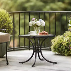 VINGLI Table d'appoint d'extérieur, Table de patio de 18 po avec cadre en acier et plateau en verre trempé, Petites tables résistantes aux intempéries pour balcon, jardin, piscine