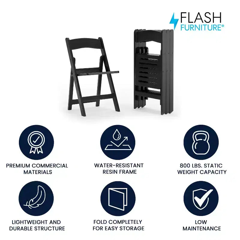 Flash Furniture Lot de 4 chaises pliantes en résine, série HERCULES, capacité de 360 kg, avec siège à lattes