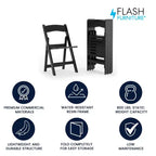 Flash Furniture Lot de 4 chaises pliantes en résine, série HERCULES, capacité de 360 kg, avec siège à lattes
