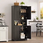 Meuble de cuisine CuisinSmart de 70 pouces de haut, Armoire de rangement sur pied avec 4 portes et étagères réglables, Grand meuble en bois pour bar à café et rangements utilitaires