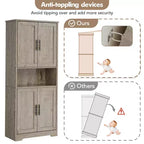 Meuble de cuisine CuisinSmart de 70 pouces de haut, Armoire de rangement sur pied avec 4 portes et étagères réglables, Grand meuble en bois pour bar à café et rangements utilitaires