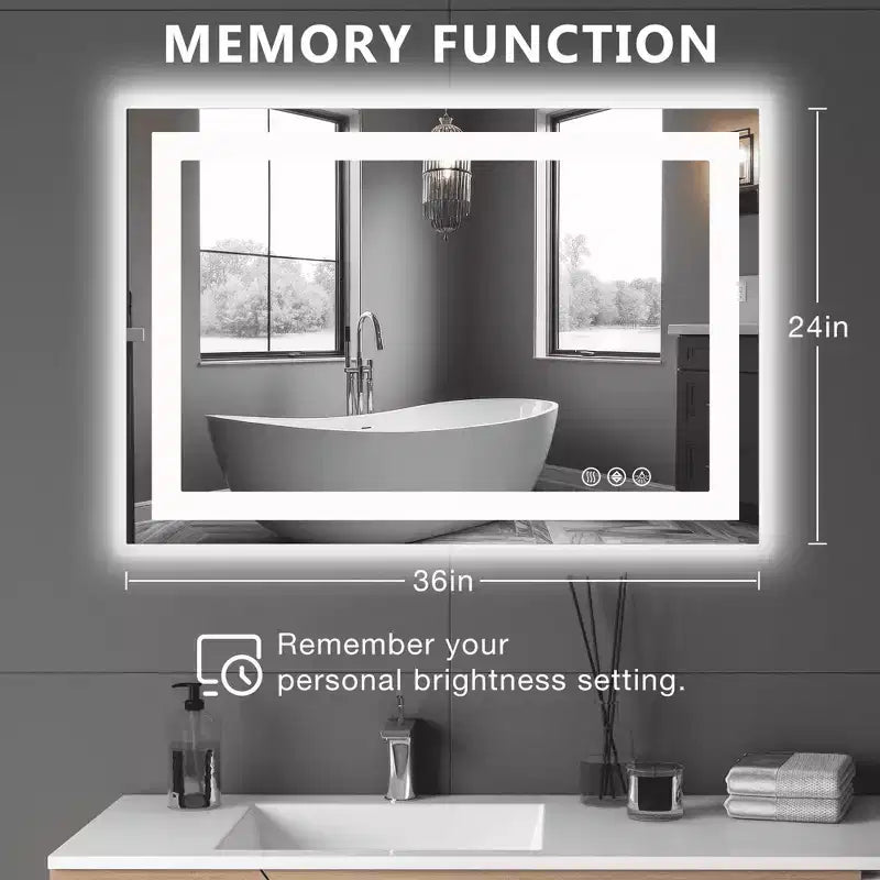 Miroir de salle de bain MAYEERTY double source lumineuse, trois modes d'éclairage