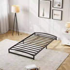 Metal Bed Frame, Low Profile Platform w/Steel Slats, No Box Spring Needed, Easy Assembly, Black