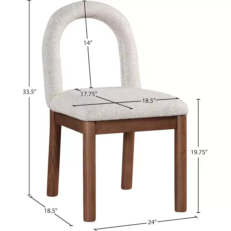 Meridian Furniture, Chaise de salle à manger en tissu texturé lin Conrad