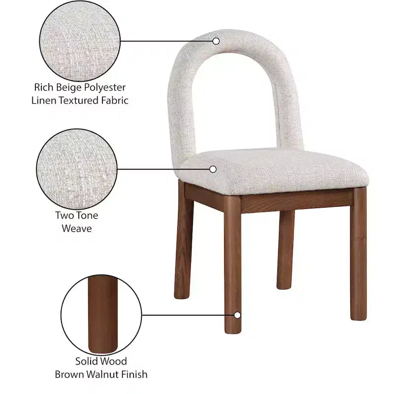 Meridian Furniture, Chaise de salle à manger en tissu texturé lin Conrad